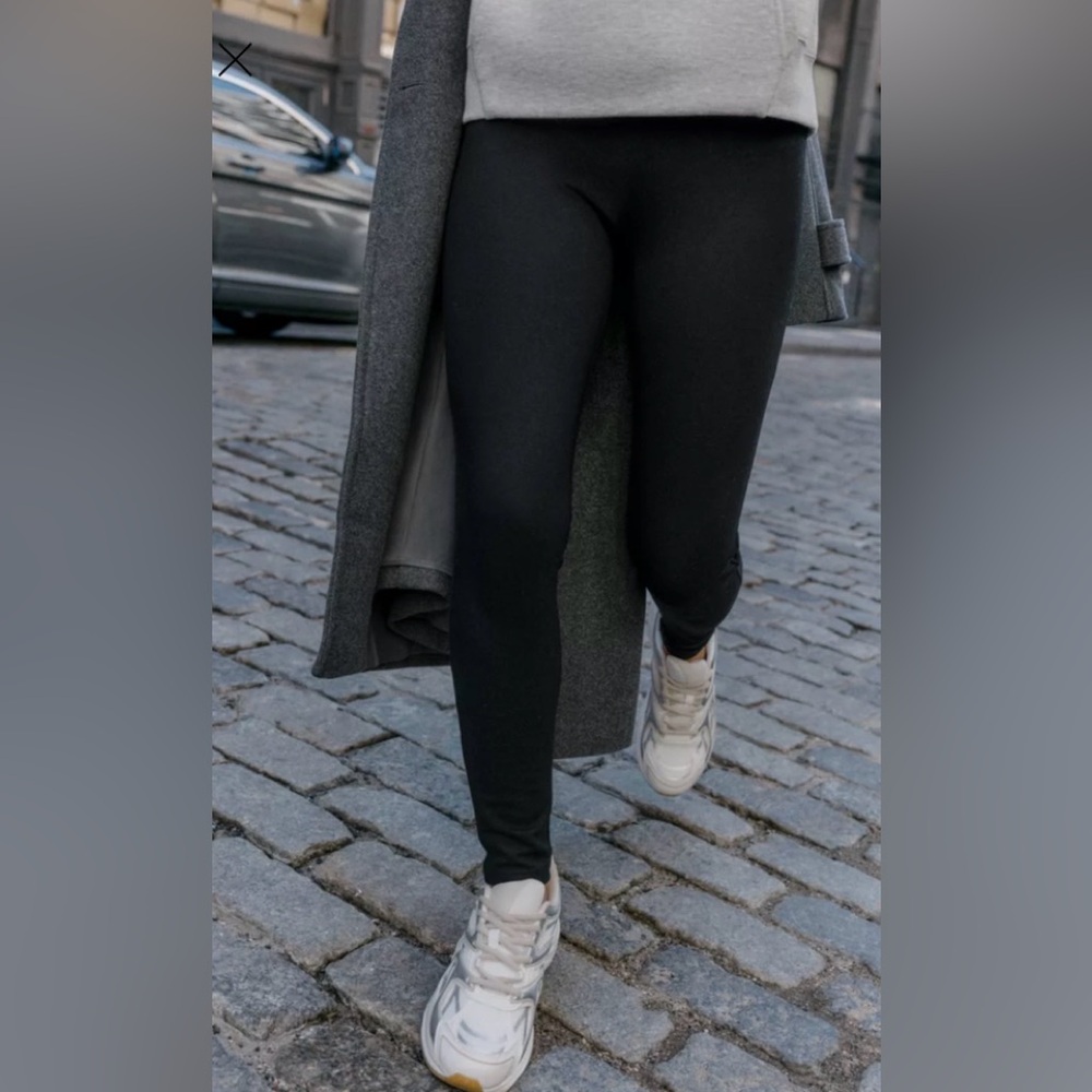 Zara Basic Wide Waist Black Leggings